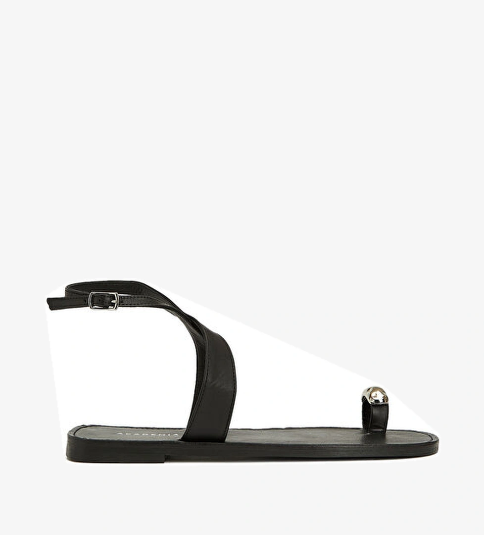 Siyah Kadın Deri Sandalet - Görsel 1