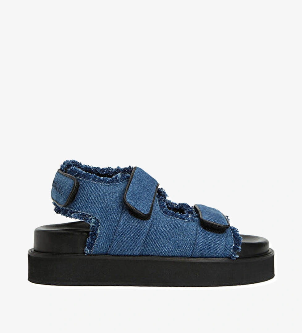 Mavi Logolu Kadın Denim Sandalet - Görsel 1