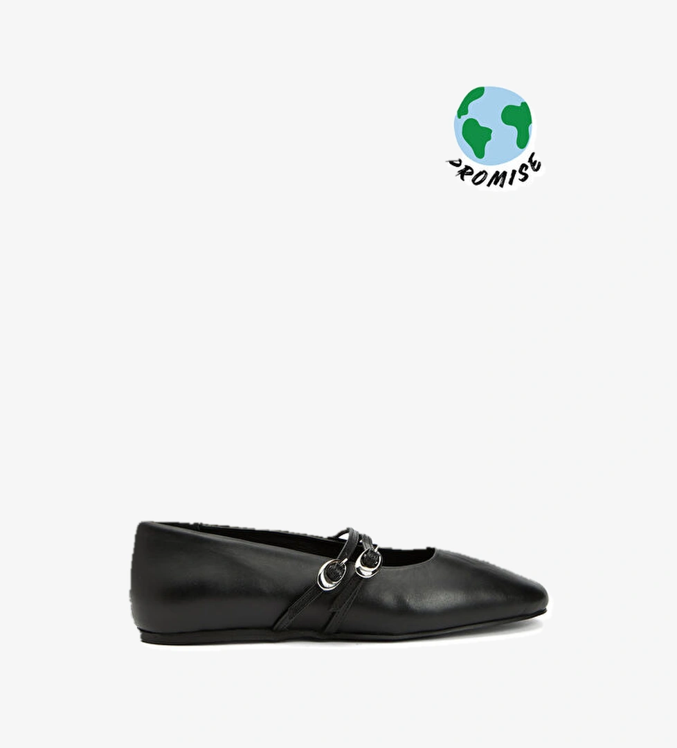 Academia Siyah Amorf Tokalı Deri Babet model görseli