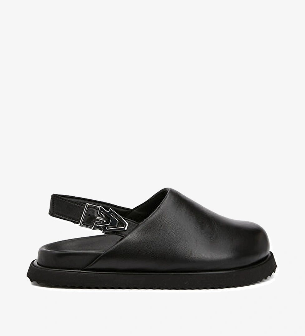 Siyah Logo Tokalı Kadın Deri Sabo - Görsel 1