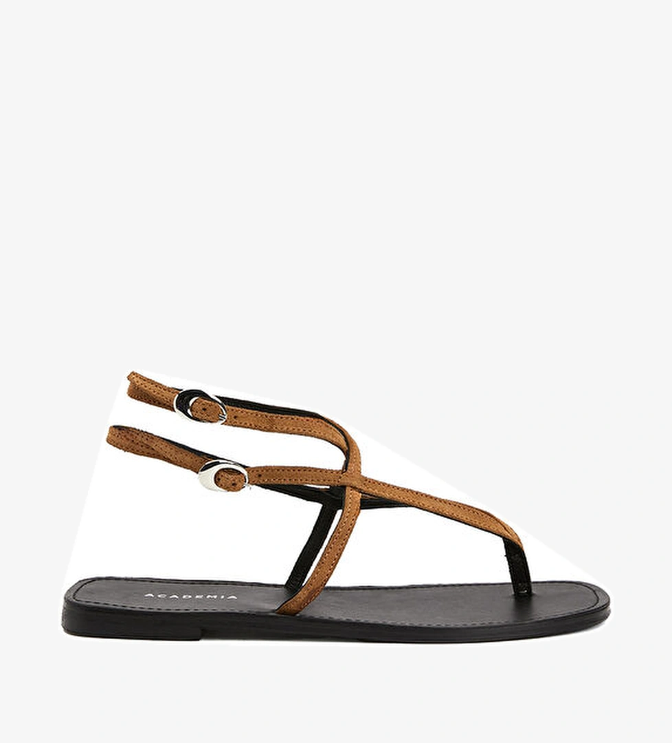 Academia Camel Amorf Tokalı Kadın Süet Sandalet model görseli