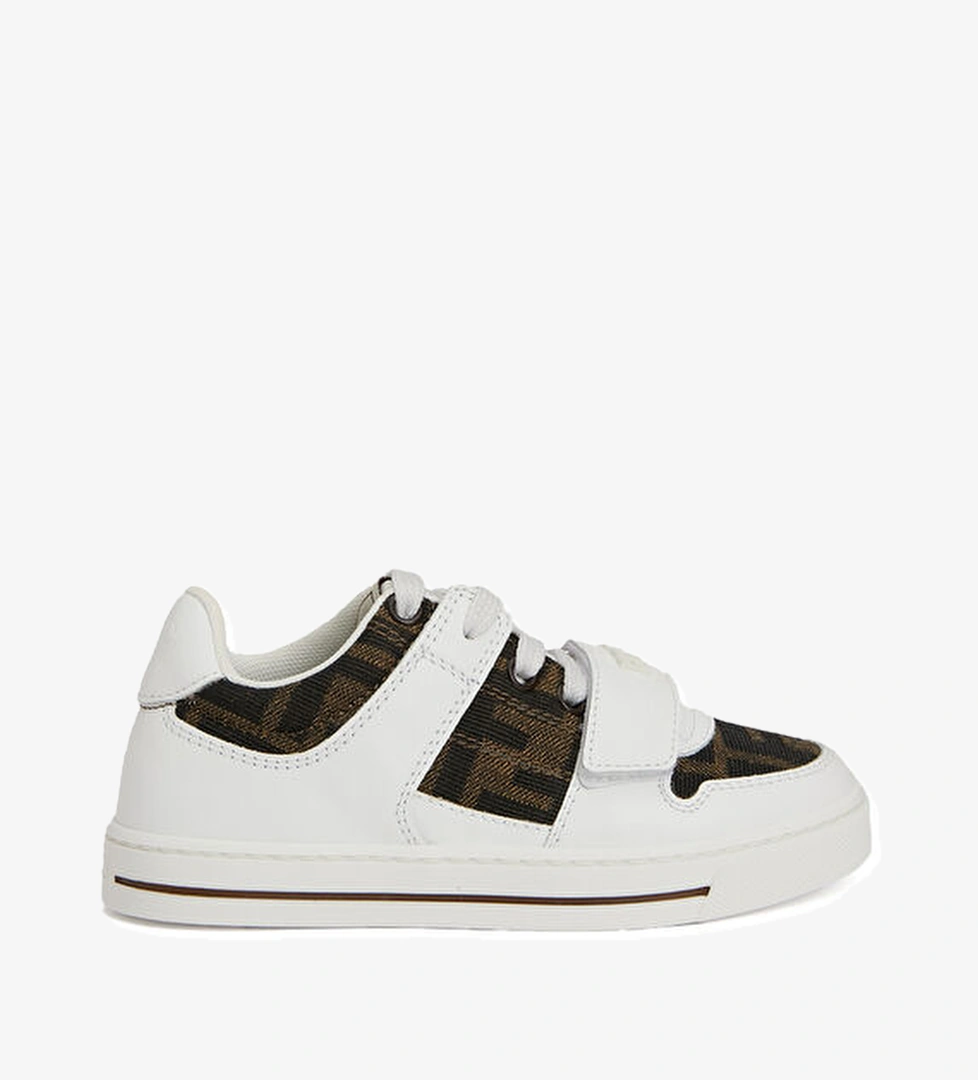 Beyaz Kahverengi Unisex Çocuk Deri Sneaker - Görsel 1