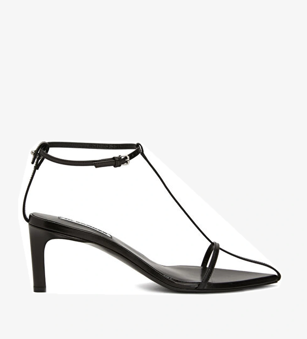 Cage Siyah Kadın Deri Sandalet - Görsel 1