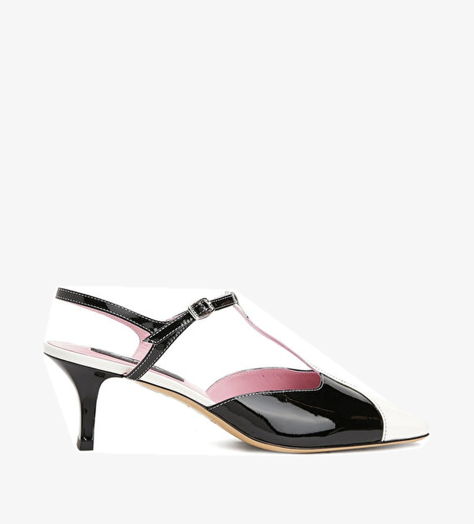 Carel Isadora Siyah Beyaz Deri Topuklu Ayakkabı model görseli