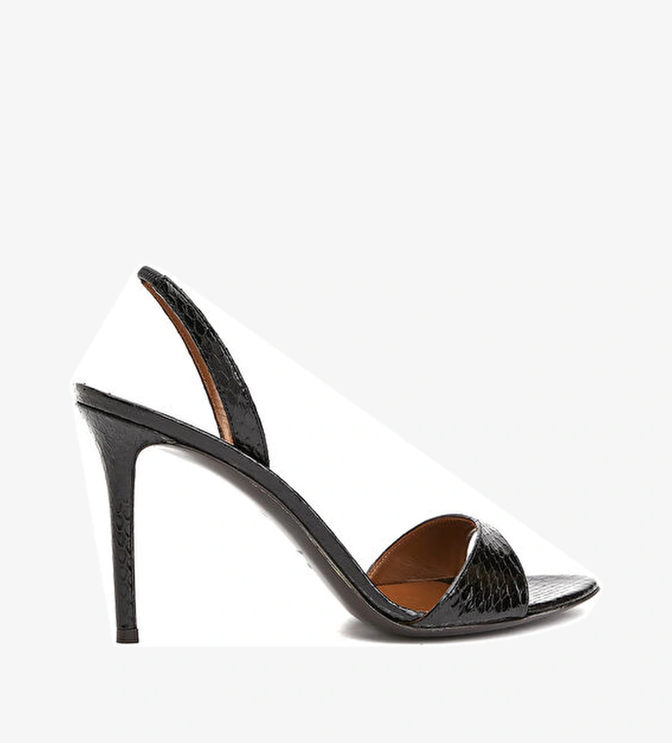 Siyah Kadın Deri Sandalet - Görsel 1