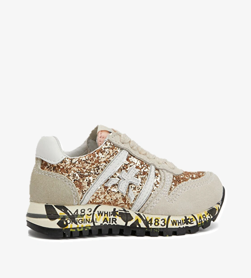 Sky Payetli Çocuk Deri Sneaker - Görsel 1