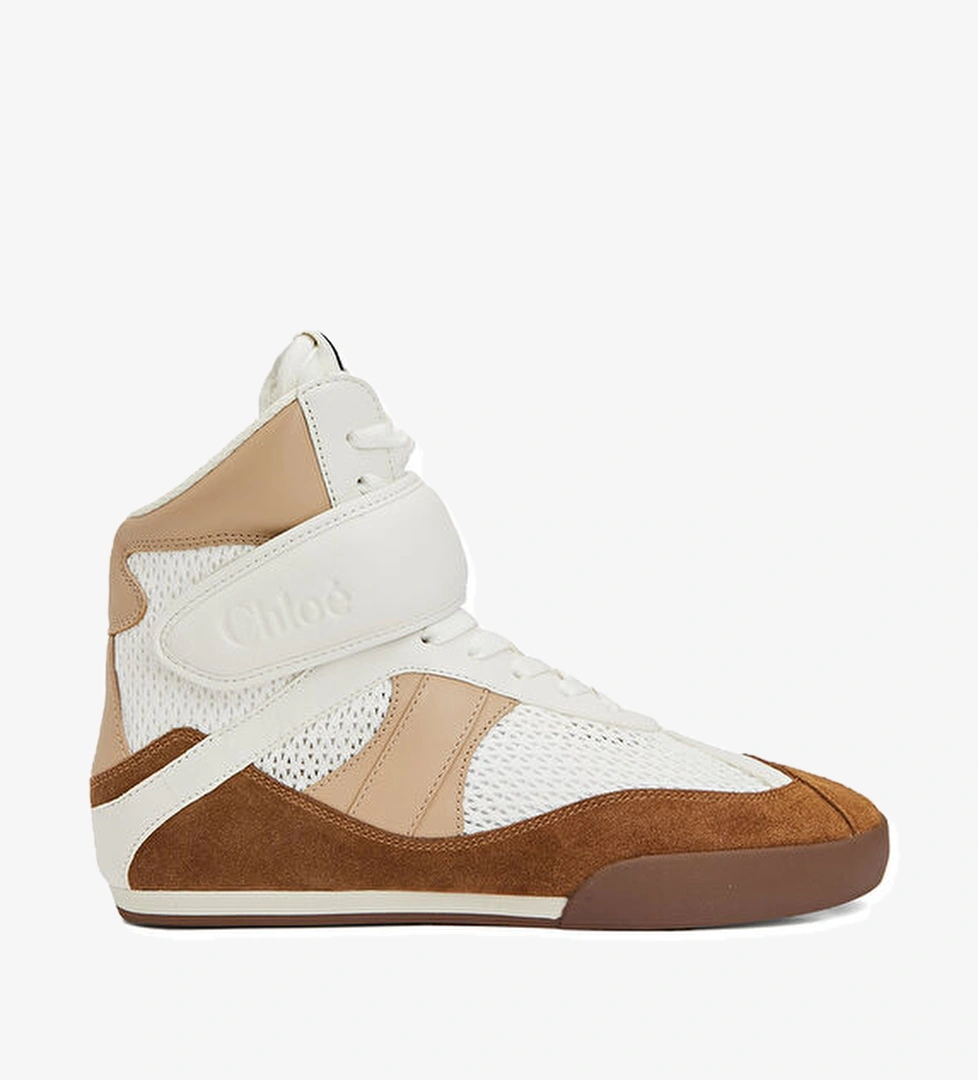 Kick Beyaz Kahverengi Kadın Deri Sneaker - Görsel 1