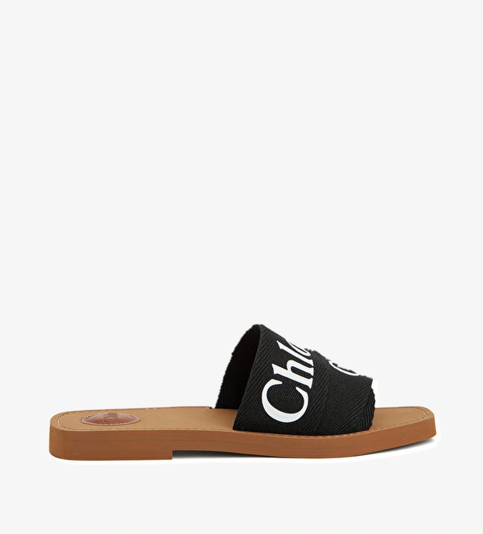 Woody Siyah Kadın Keten Terlik - Görsel 1