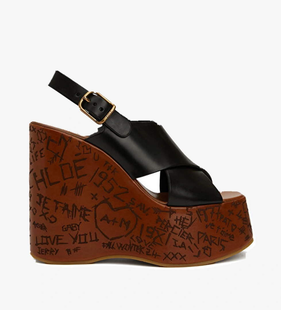 Chloe Maxime Wedge Siyah Kadın Deri Espadril model görseli