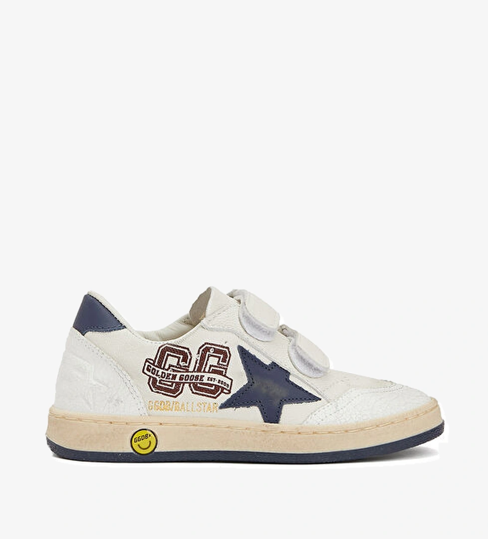 Golden Goose Ball Star Mavi Beyaz Unisex Çocuk Deri Sneaker model görseli