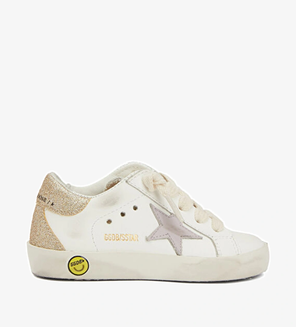 Golden Goose Super-Star Beyaz Lila Kız Çocuk Deri Sneaker model görseli