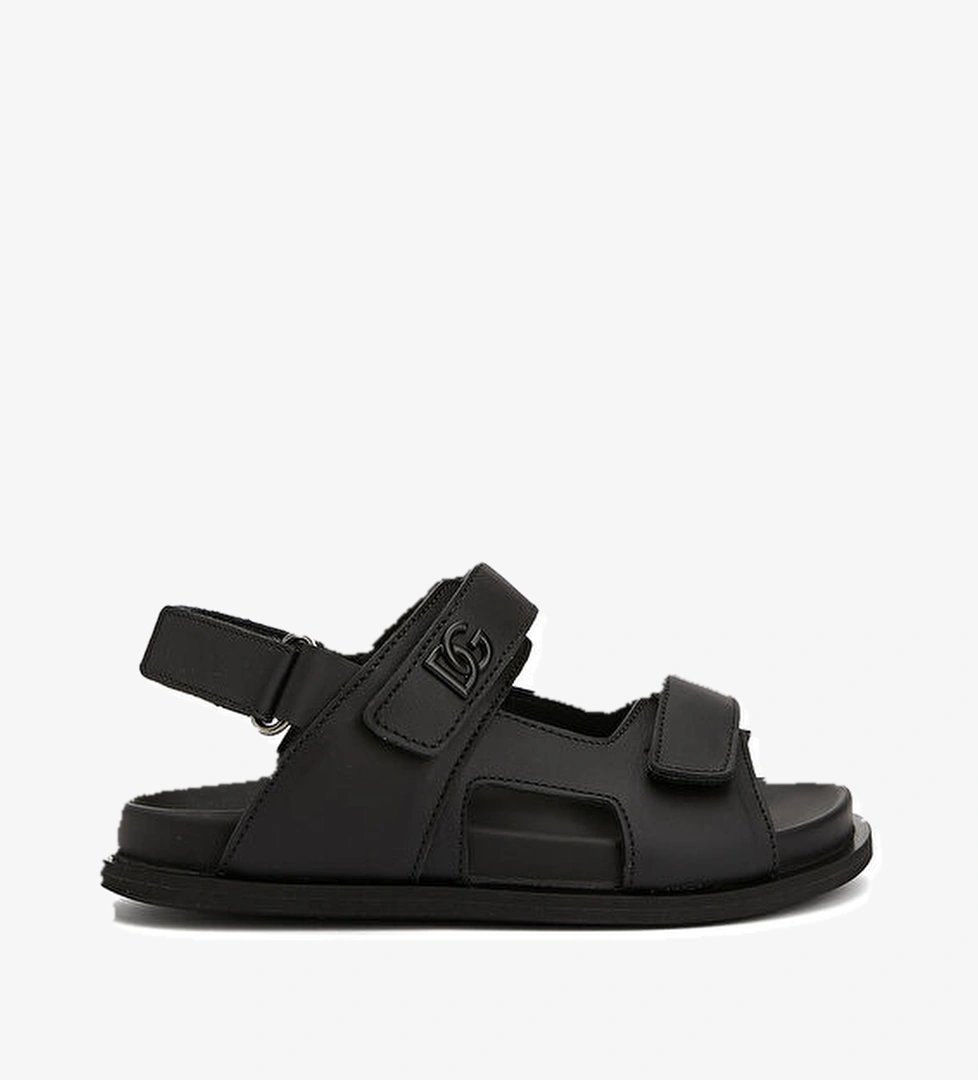 Siyah Erkek Çocuk Deri Sandalet