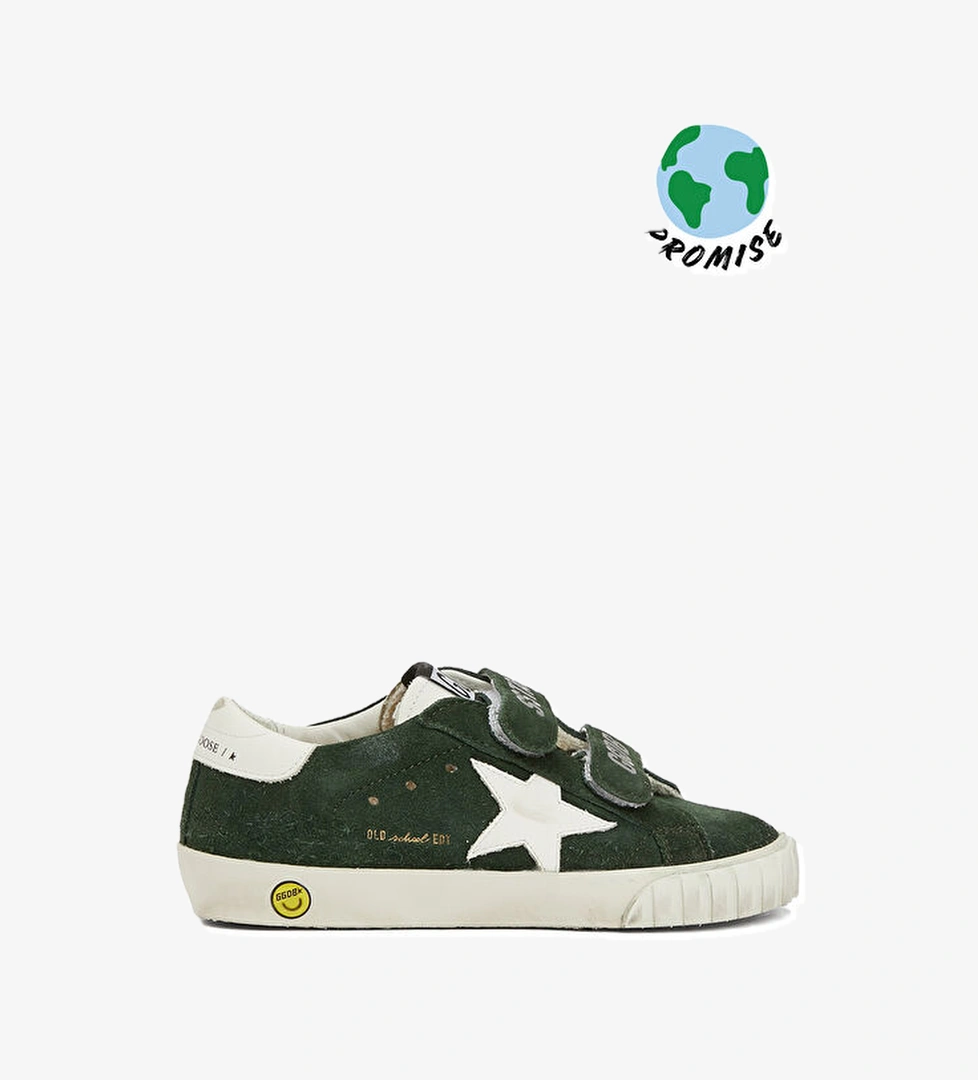 Golden Goose Old School Koyu Yeşil Unisex Çocuk Deri Sneaker model görseli