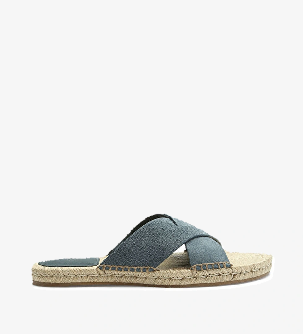 Lacivert Erkek Deri Terlik - Görsel 1