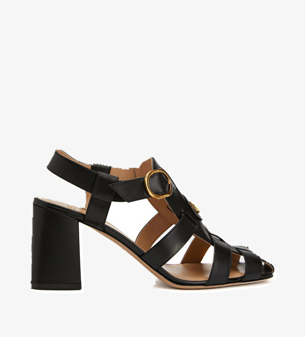 Valentino Garavani VLogo Signature Siyah Kadın Deri Sandalet model görseli