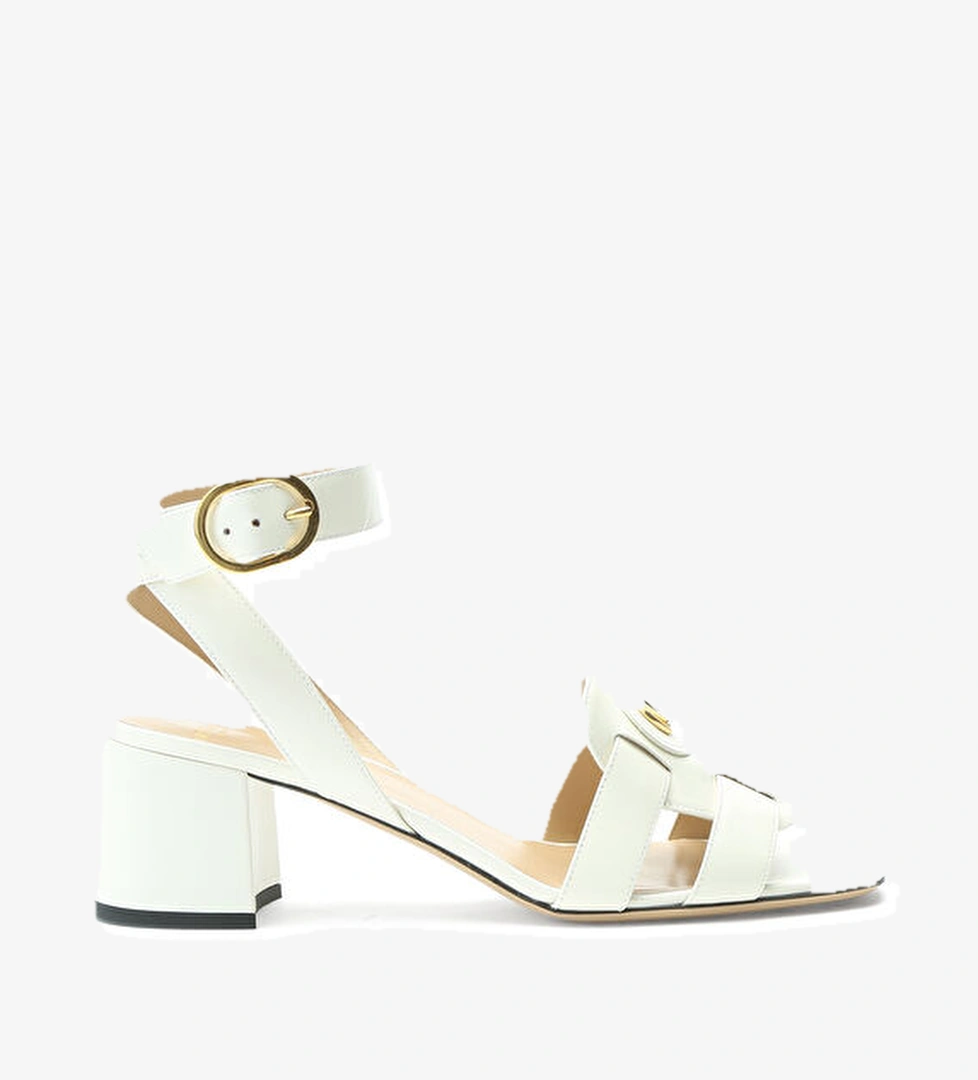 Ekru Kadın Deri Sandalet - Görsel 1