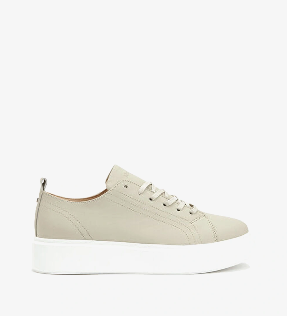 Bej Kadın Deri Sneaker