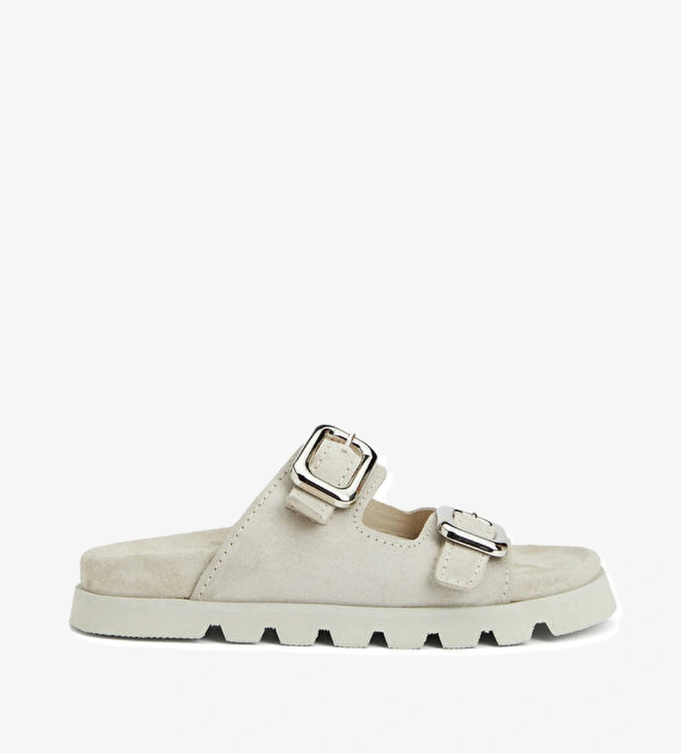 Divarese Krem Kadın Deri Terlik model görseli