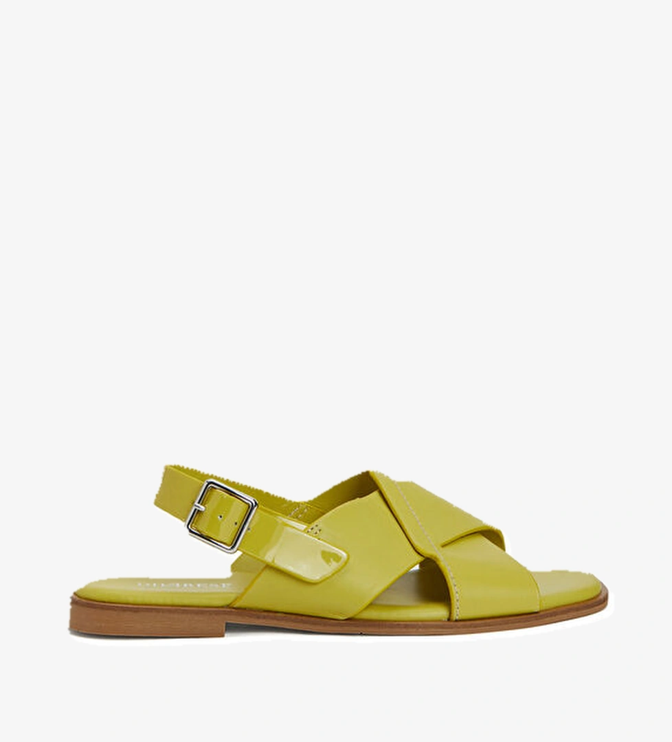 Sarı Kadın Deri Sandalet - Görsel 1