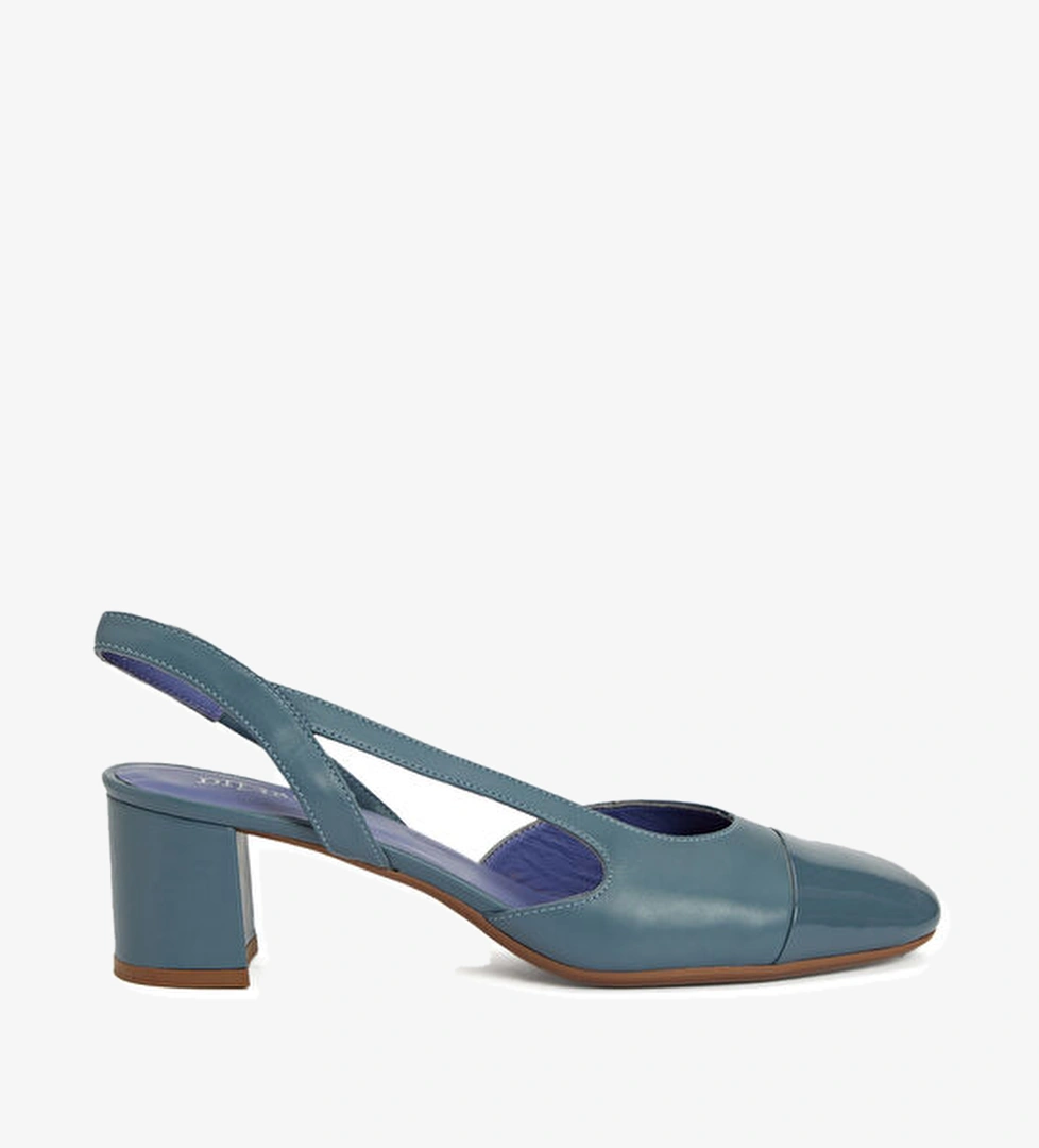 Divarese Mavi Deri Topuklu Ayakkabı model görseli