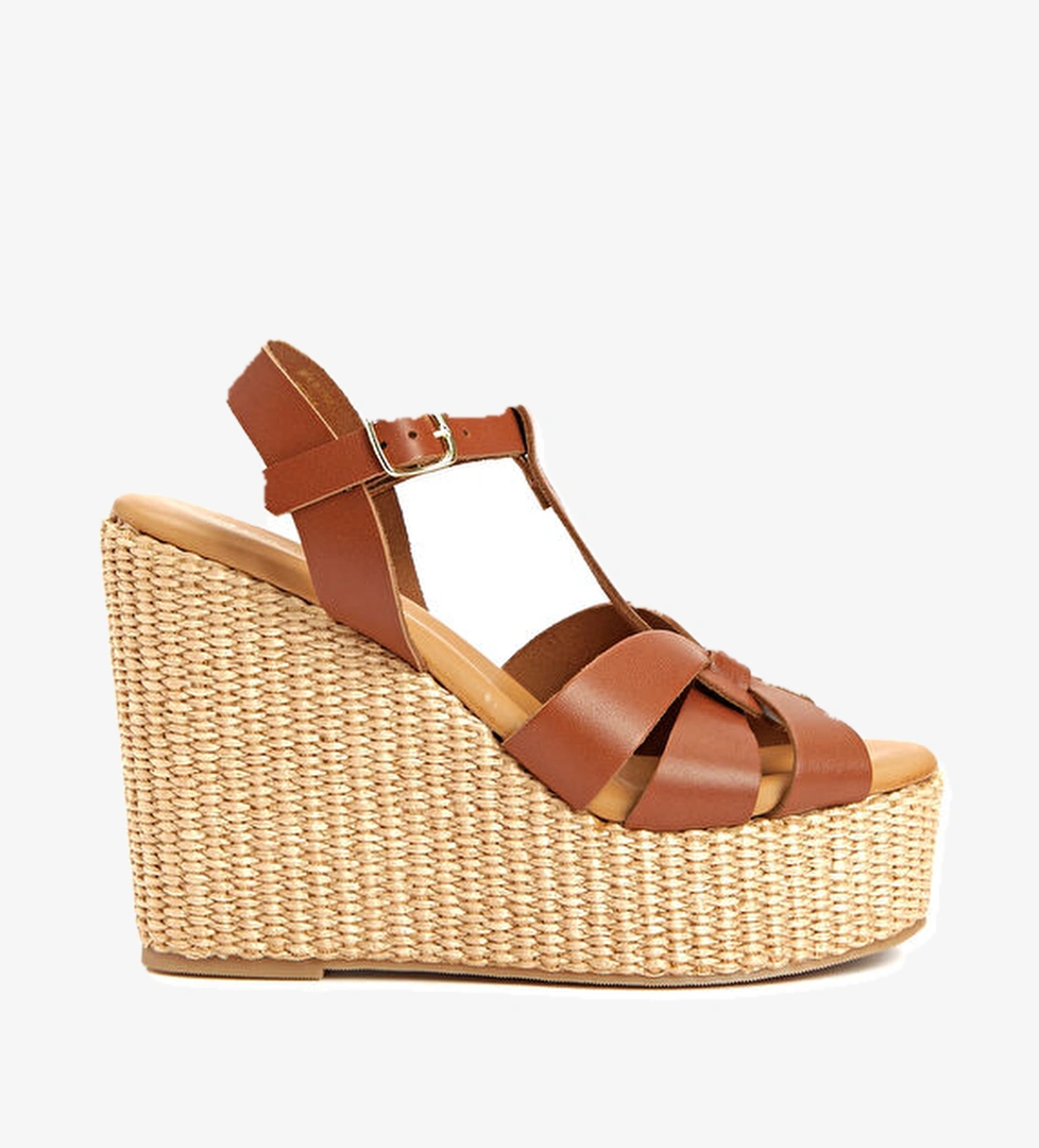 George Hogg Taba Hasır Detaylı Kadın Deri Sandalet model görseli