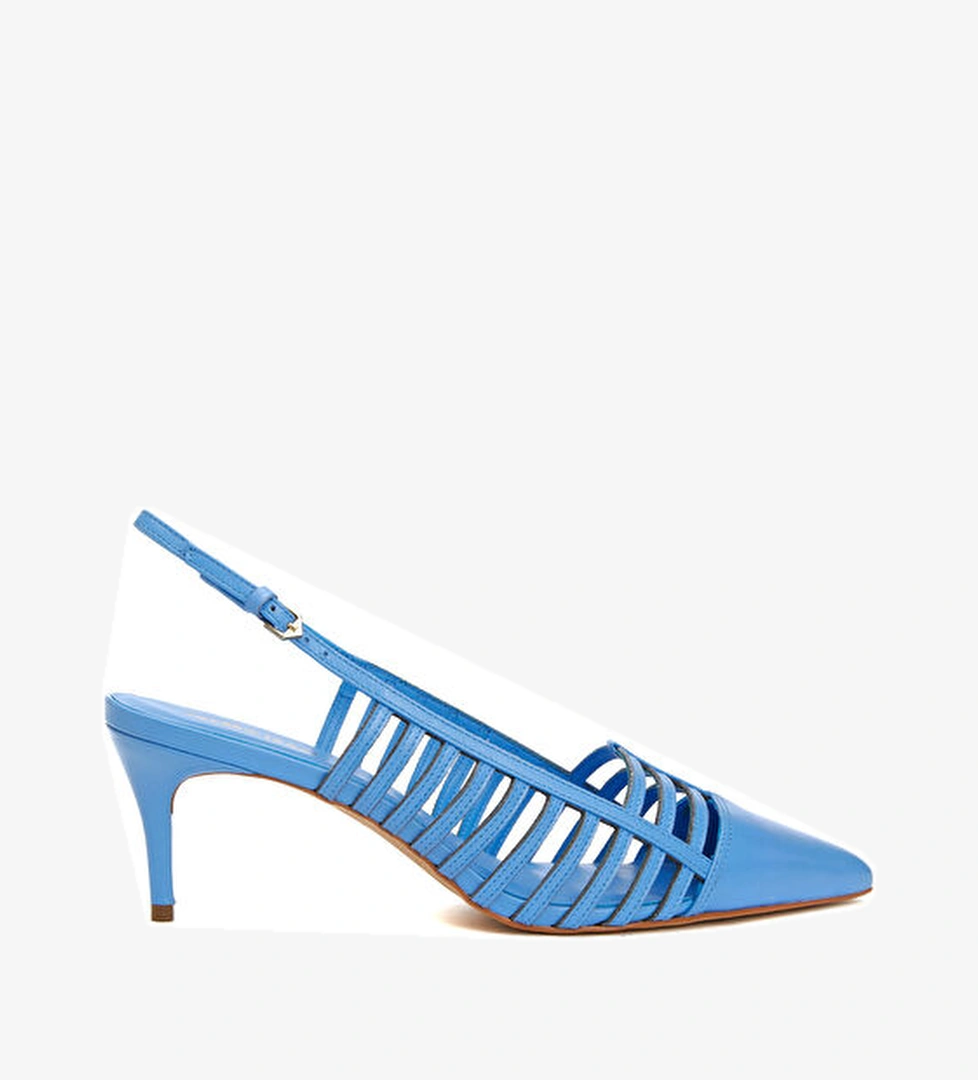 George Hogg Mavi Deri Topuklu Ayakkabı model görseli