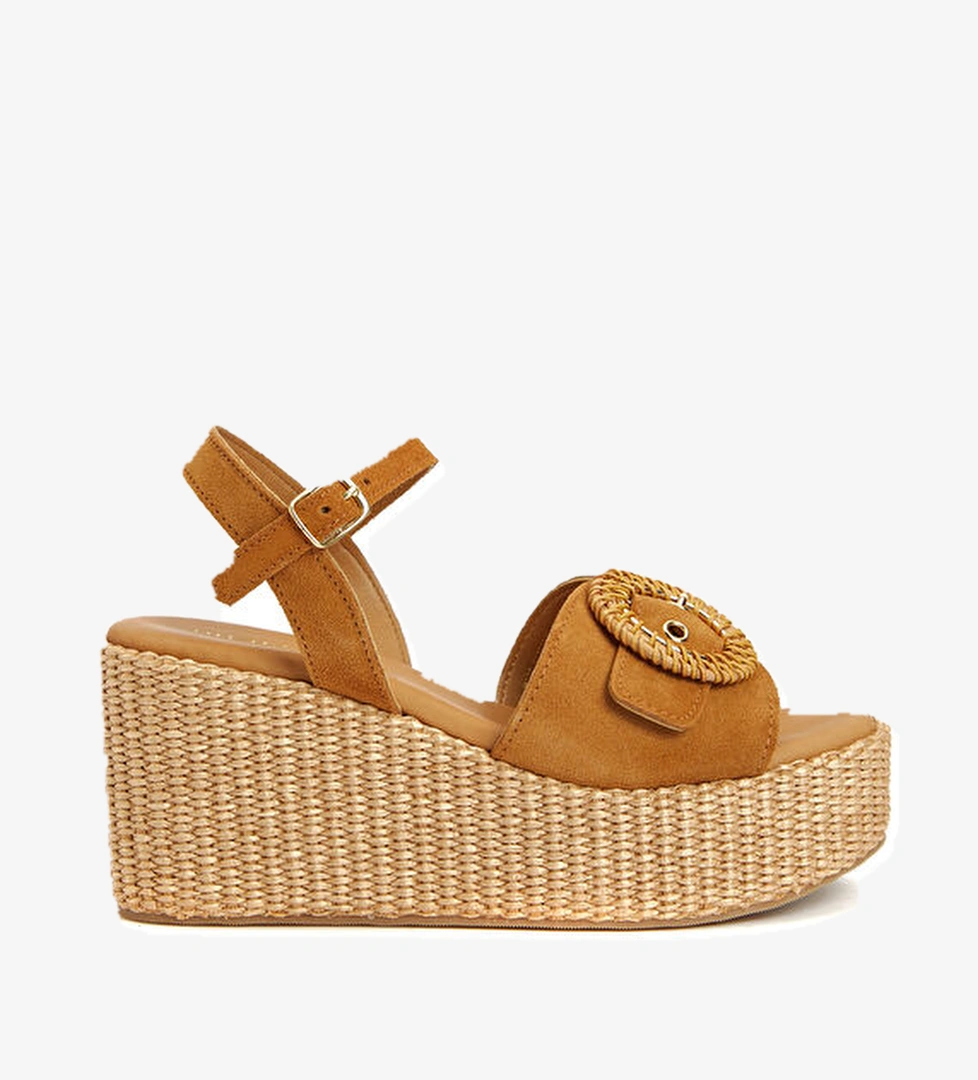 Taba Kadın Süet Sandalet - Görsel 1