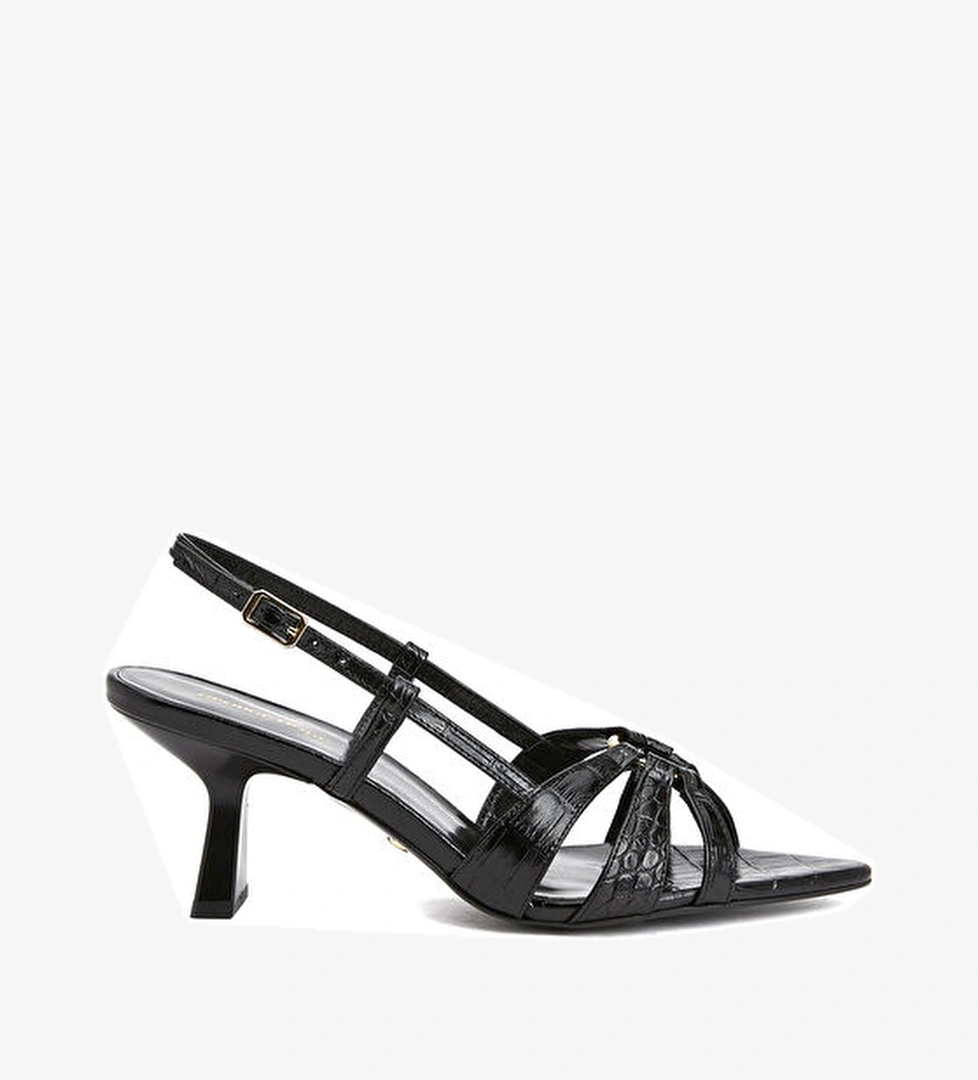 George Hogg Siyah Kadın Deri Sandalet model görseli