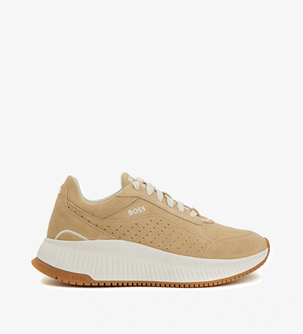 Bej Kadın Deri Sneaker - Görsel 1