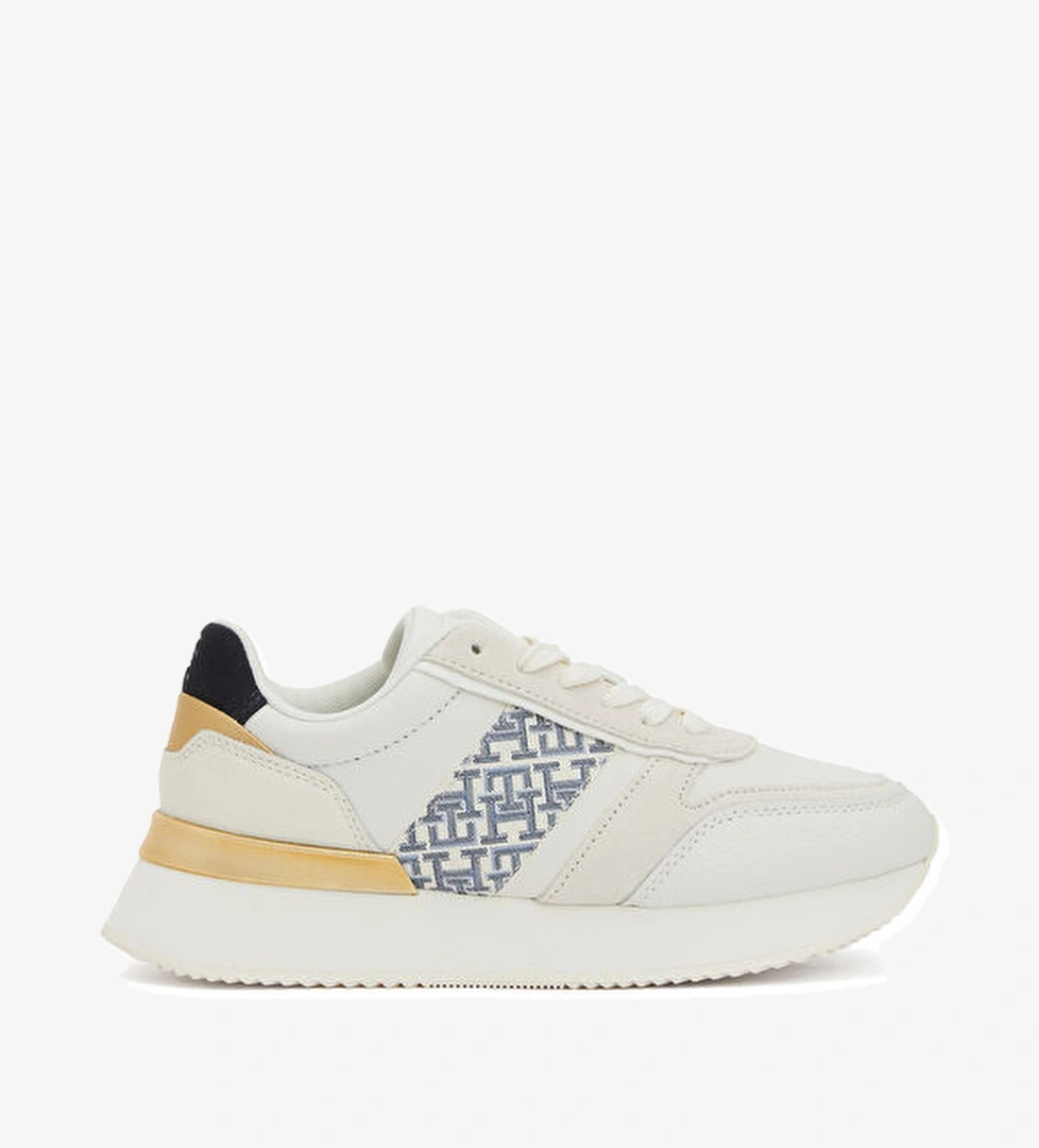 Monogram Runner Bej Kadın Deri Sneaker - Görsel 1