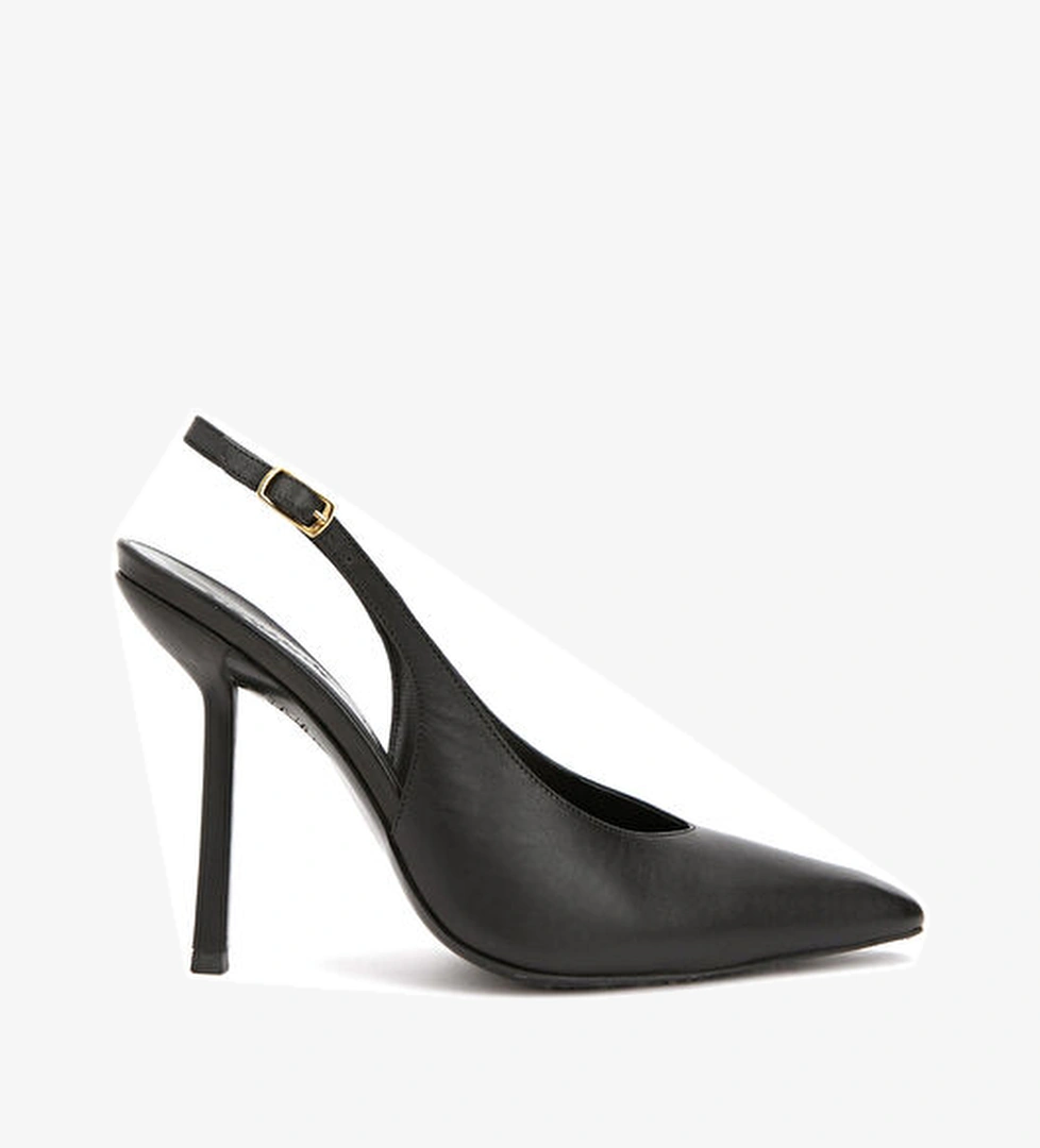 Network Siyah Deri Topuklu Ayakkabı model görseli