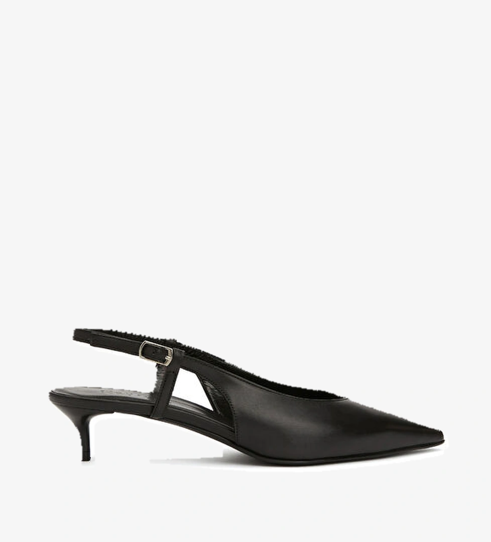 Network Siyah Deri Topuklu Ayakkabı model görseli