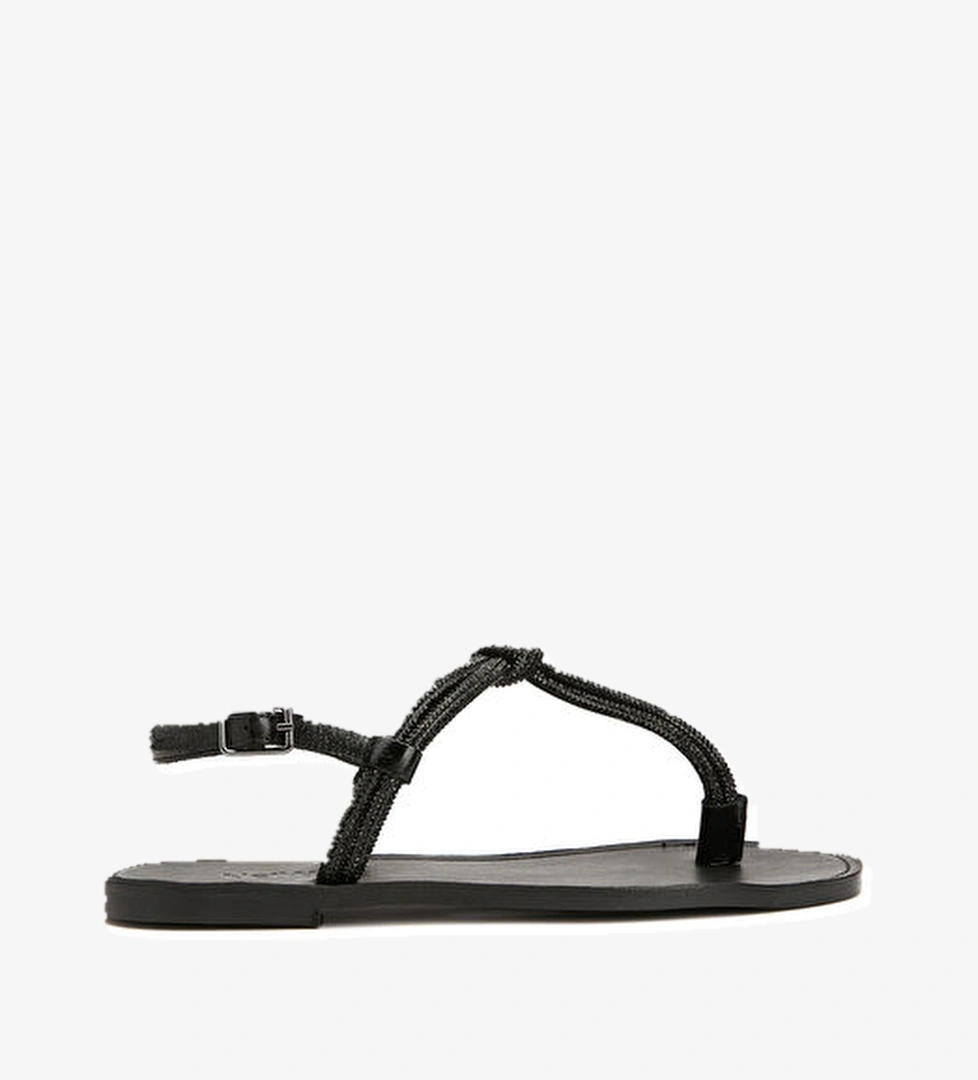 Network Siyah Kadın Deri Sandalet model görseli