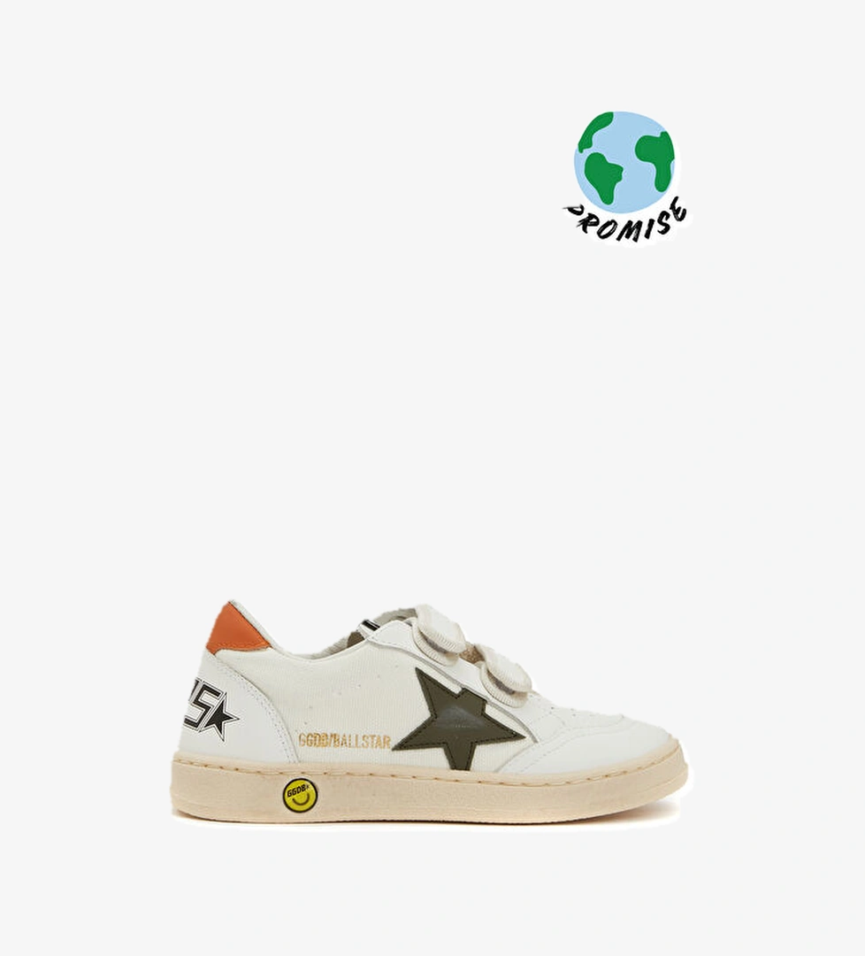 Golden Goose Ball Star Beyaz Yeşil Unisex Çocuk Deri Sneaker model görseli