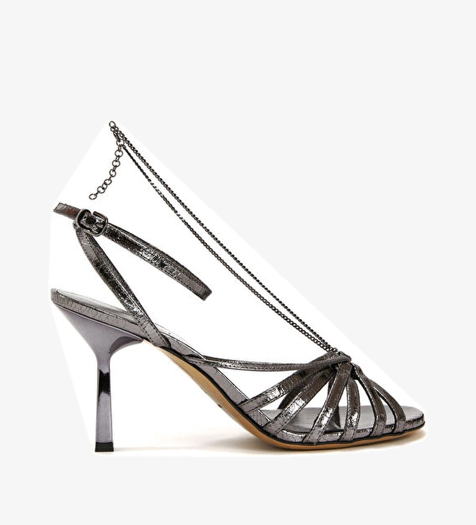 Nico Antrasit Kadın Deri Sandalet - Görsel 1