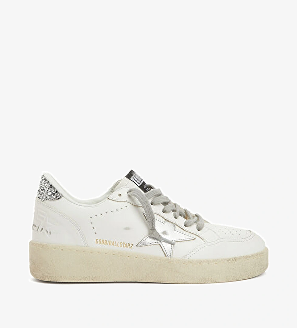 Golden Goose Ball Star Beyaz Silver Kadın Deri Sneaker model görseli