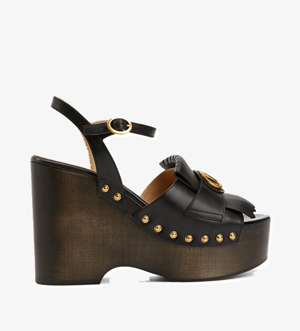 Valentino Garavani Siyah Kadın Deri Sandalet model görseli