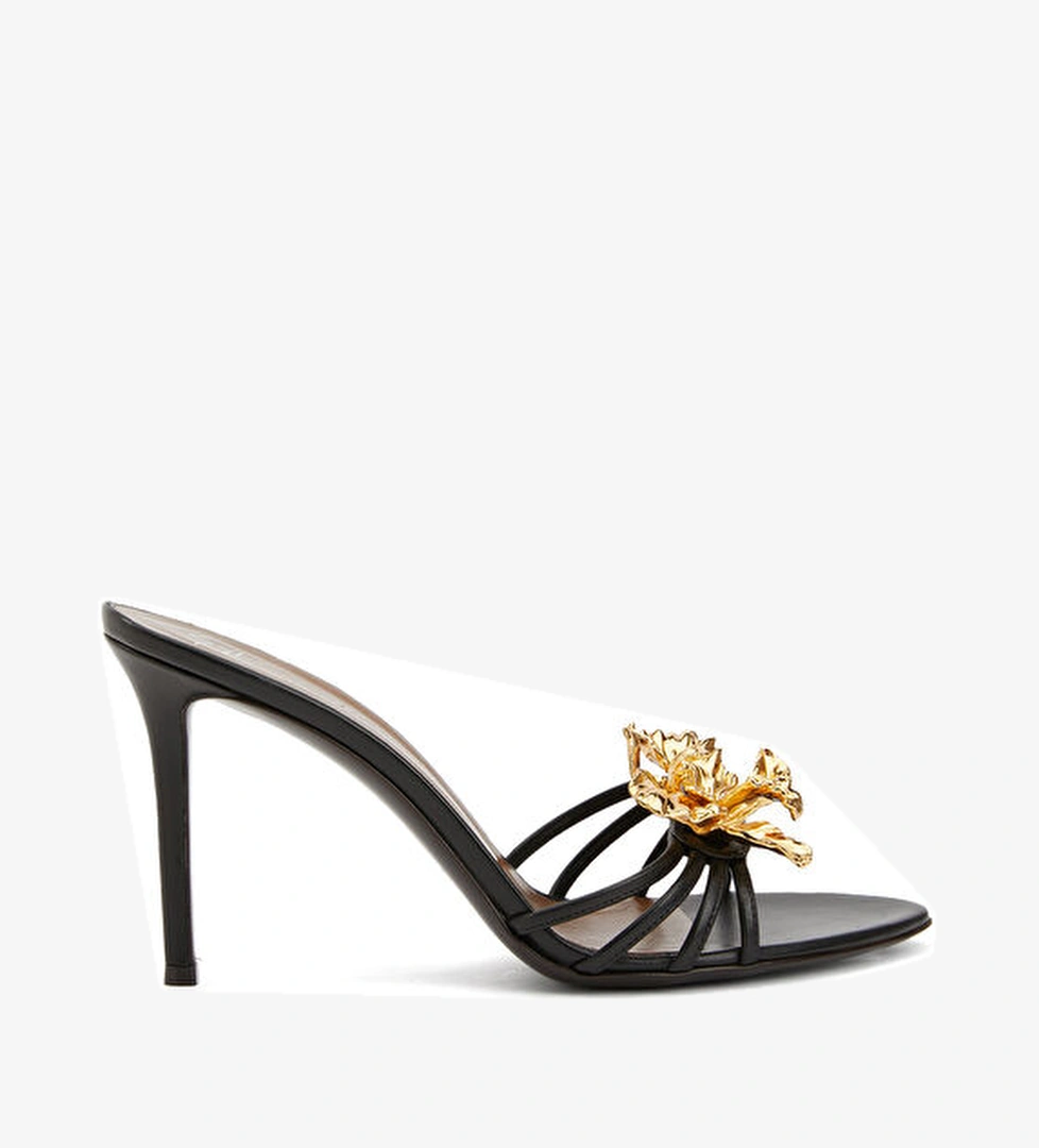 Giuseppe Zanotti Siyah Kadın Deri Terlik model görseli