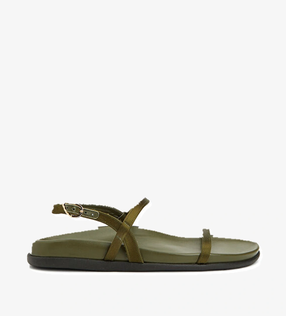 Ancient Greek Sandals Evriali Footbed Haki Kadın Deri Sandalet model görseli