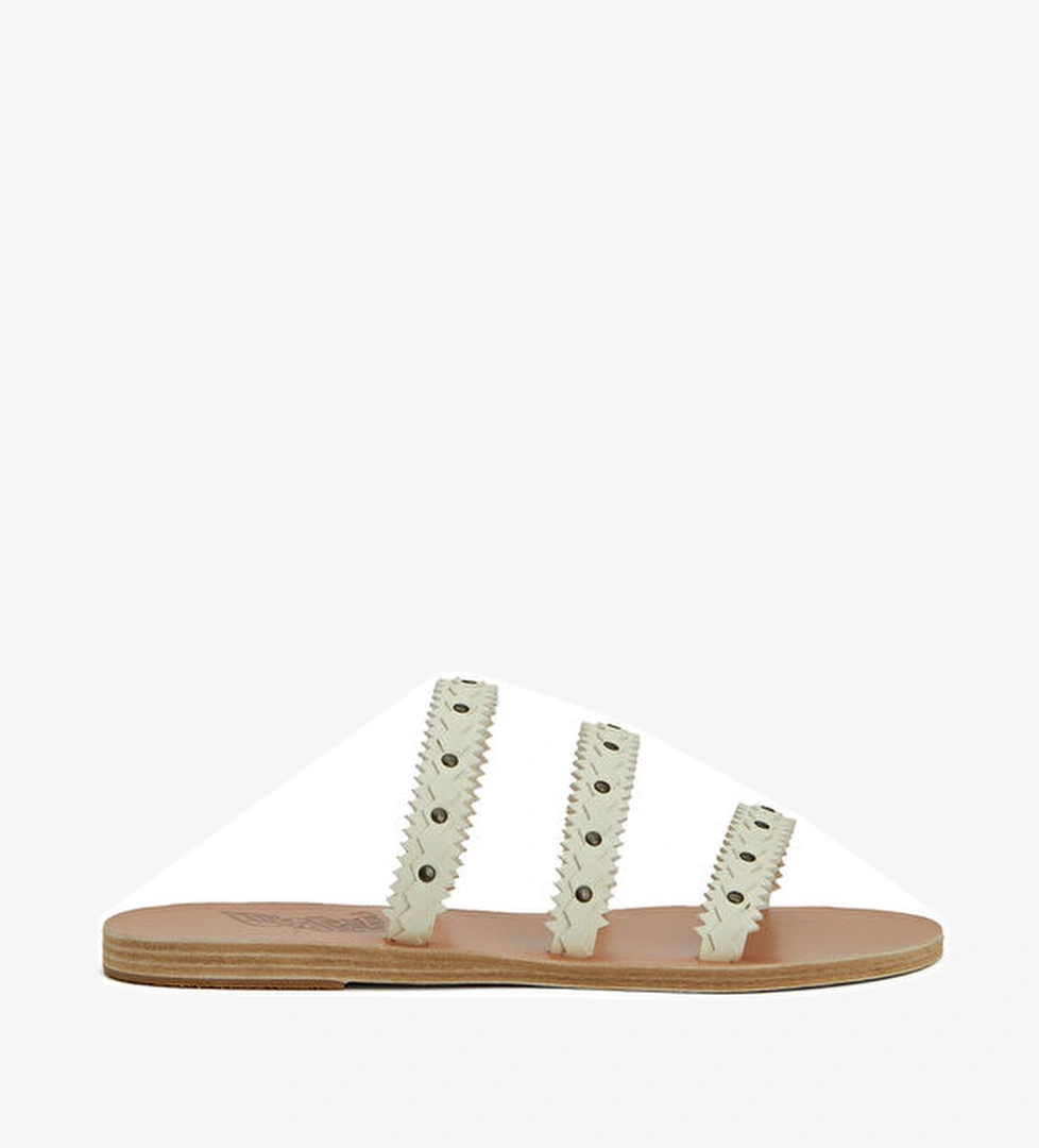 Prostasia Kırık Beyaz Kadın Deri Terlik - Görsel 1