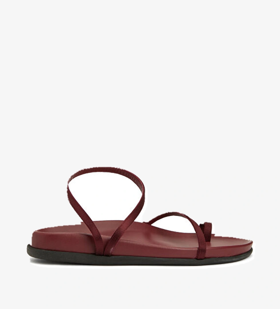 Eleftheria Footbed Bordo Kadın Deri Sandalet - Görsel 1