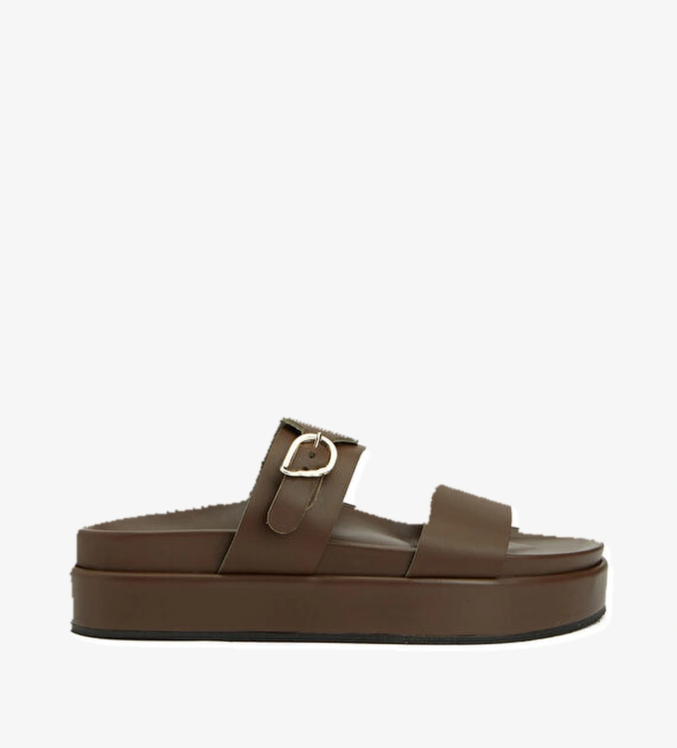 Ancient Greek Sandals Latria 2Flatform Haki Kadın Deri Terlik model görseli