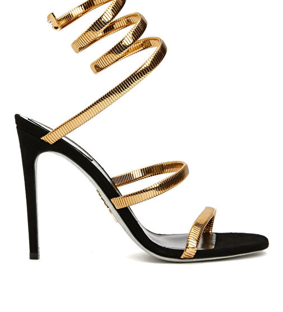 Rene Caovilla Siyah Gold Kadın Sandalet model görseli