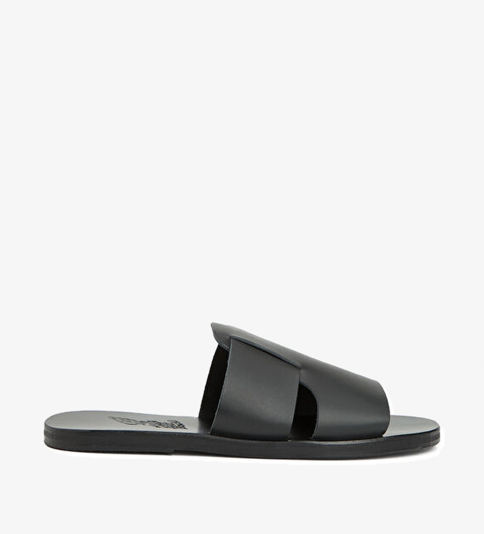 Ancient Greek Sandals Miltiadis Siyah Erkek Deri Terlik model görseli