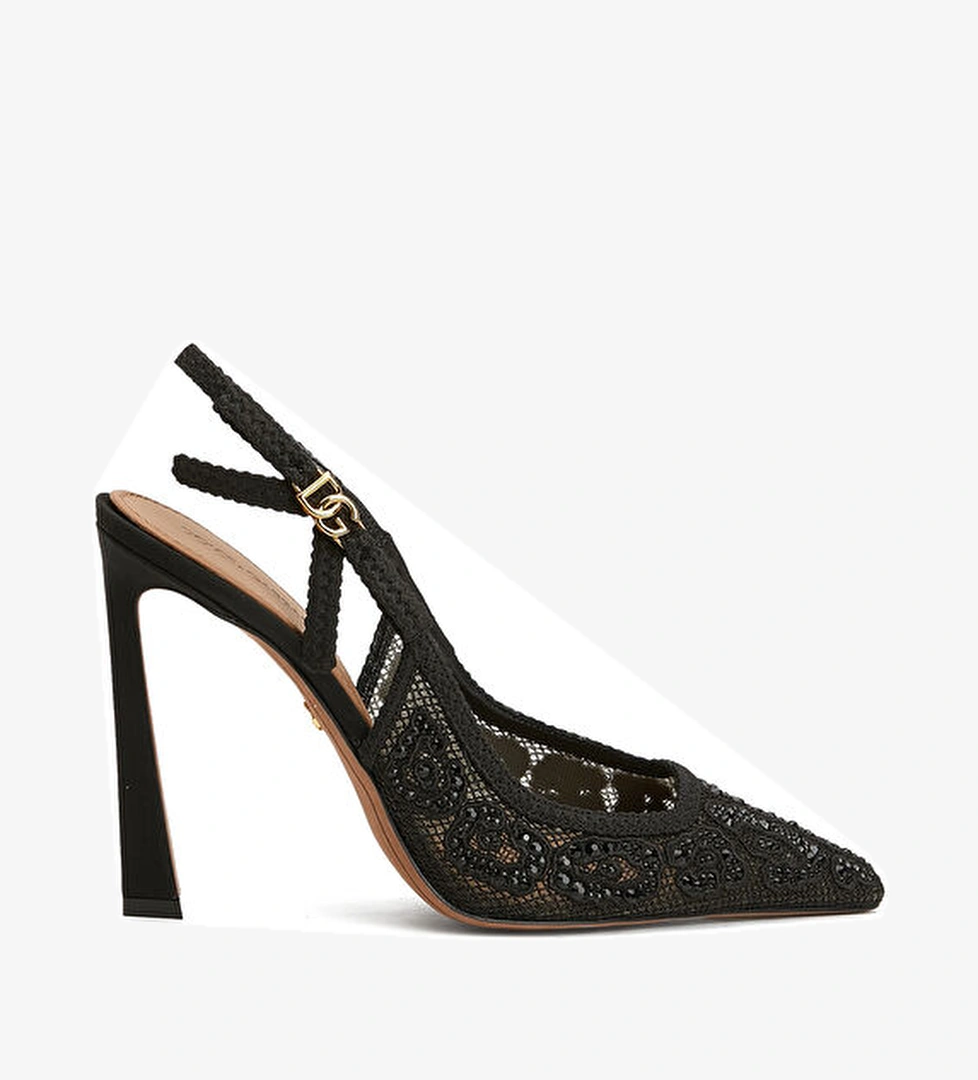Dolce&gabbana Siyah Dantel Dokulu Topuklu Ayakkabı model görseli