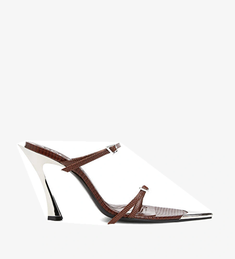 Mugler Kahverengi Kadın Deri Terlik model görseli