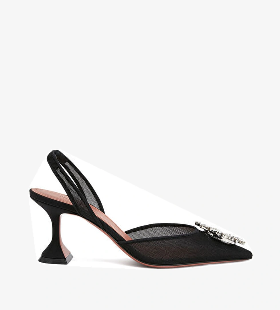 Amina Muaddi Begum Siyah Topuklu Ayakkabı model görseli
