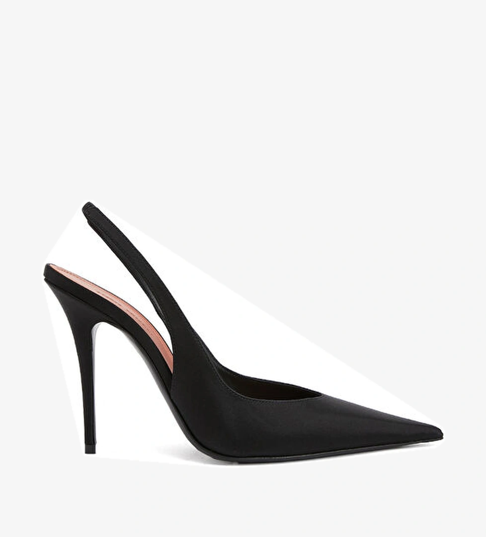 Amina Muaddi Anok Siyah İpek Topuklu Ayakkabı model görseli