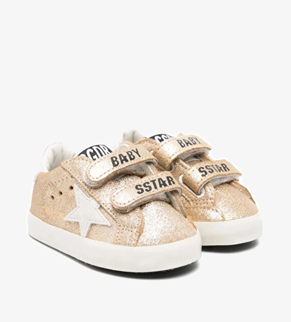 Old School Gold Beyaz Unisex Çocuk Deri Sneaker - Görsel 1