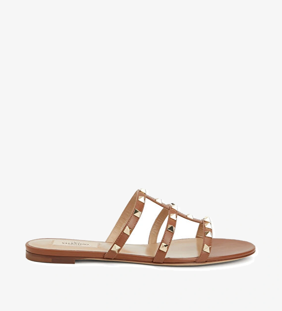 Valentino Garavani Rockstud Kahverengi Kadın Deri Terlik model görseli
